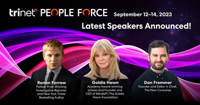 TriNet Announces Additional Speakers for TriNet PeopleForce 2023 Including Award-Winning Actress Goldie Hawn and Pulitzer Prize-Winning Investigative Reporter Ronan Farrow