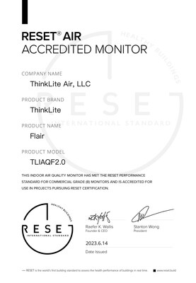 RESET Air Accredited Monitor Certificate