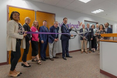 Vitalant Chief Medical and Scientific Officer Dr. Ralph Vassallo cuts the ribbon unveiling the Vitalant Innovation Center.