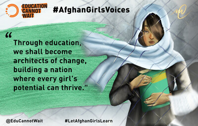 A nova campanha #AfghanGirlsVoices da Education Cannot Wait apresenta testemunhos de meninas afegãs cujas vidas foram abruptamente interrompidas pela proibição imposta à sua educação. ©ECW