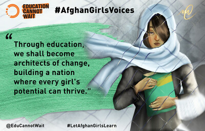 La nueva campaña #AfghanGirlsVoices de Education Cannot Wait presenta testimonios de niñas afganas cuyas vidas se han visto abruptamente alteradas por la prohibición impuesta a su educación. ©ECW