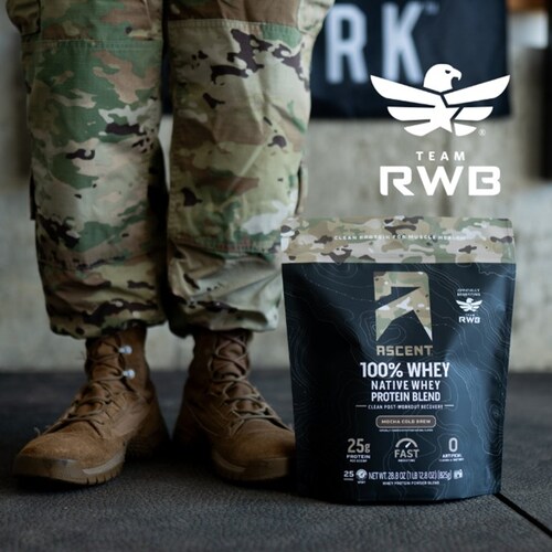 Ascent Brings Back Mocha Cold Brew Flavor in a special camo 25 serving package and supports Veterans through Team Red, White & Blue. Photo credit: Courtesy of Ascent