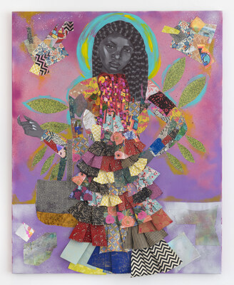 Jamea Richmond-Edwards. Archetype of a 5 Star, 2018. Acrylic, spray paint, glitter, ink, and cut paper on canvas; 60 x 48 in. Rubell Museum, Miami.  Jamea Richmond-Edwards