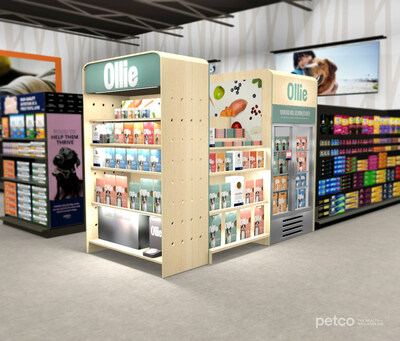 The expanded fixture includes Ollie’s complete pet food, treat, dental chew and supplement collection, as well as free, exclusive experiential features such as a button-automated crunchy treat dispenser and easily accessible mirror for pups on the bottom shelf.