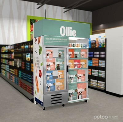 The Ollie fixture features a freezer with four core recipes of fresh food designed in partnership with veterinary nutritionists, plus shelving with baked food, treats, dental chews and supplements, all designed to meet pets’ unique health and wellness needs.