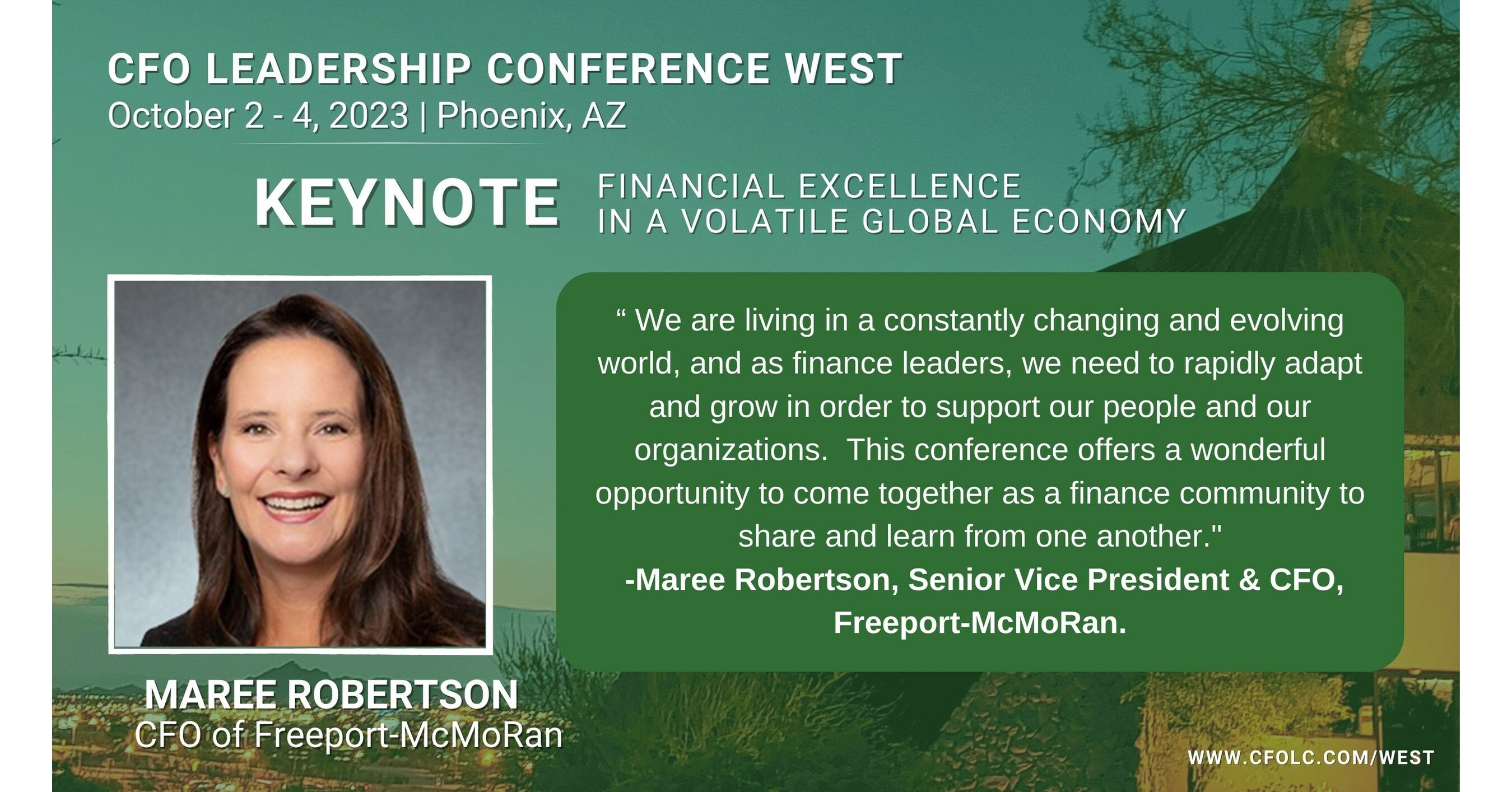 Maree Robertson, CFO of FreeportMcMoRan, To Share Insights at CFO