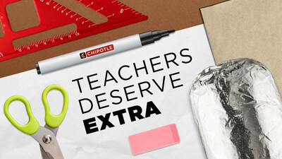 Chipotle is supporting teachers by giving away up to $100,000 in supplies for back to school. Chipotle fans are invited to nominate their favorite K-12 educators for a chance to have them receive free school supplies.