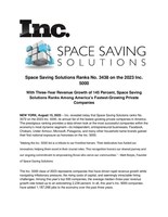 Space Saving Solutions Inc 5000 listing 2023