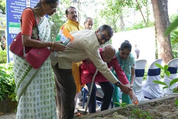 He is 87, Krishna Rao planting for freedom from health worries. (PRNewsfoto/Manipal Hospitals)