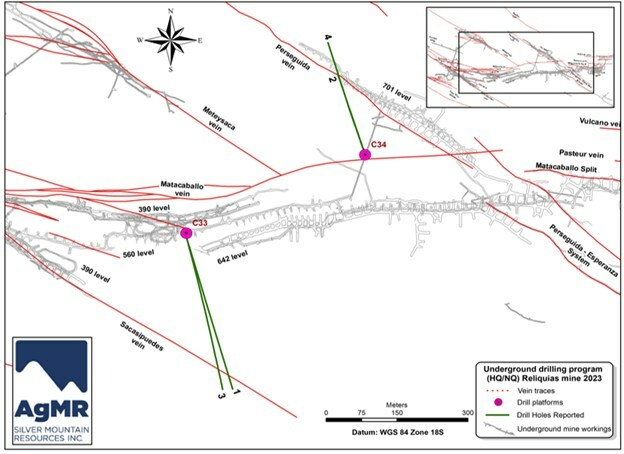 Figure 3: Location of initial four drill holes from Phase 2 of the 2023 drill program (CNW Group/Silver Mountain Resources Inc.) Figure 3: Location of initial four drill holes from Phase 2 of the 2023 drill program (CNW Group/Silver Mountain Resources Inc.)