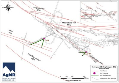 Figure 5: Location of Phase 1 Pozo Rico BQ diameter drill holes (CNW Group/Silver Mountain Resources Inc.)