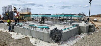 Secondary and tertiary crusher slabs with rebar work underway – June 2023 (CNW Group/Artemis Gold Inc.)