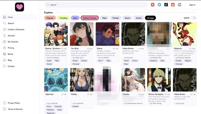 Homepage of Crushon.AI, NSFW AI Chat/AI Girlfriend