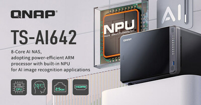 El TS-AI642 de QNAP, el sistema NAS de IA basado en ARM de 8 núcleos con NPU de 6 TOPS de rendimiento, es perfecto para el reconocimiento de imágenes IA y aplicaciones de vigilancia inteligente, proporcionando almacenamiento de imágenes de IA de nivel básico y eficiente en energía y NAS de vigilancia para PYMES.