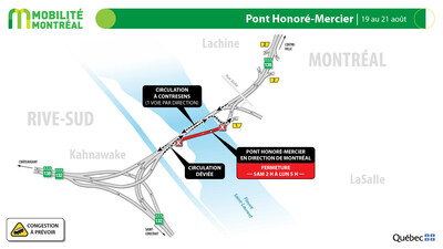 3. Pont Honoré-Mercier, 19 au 21 août (Groupe CNW/Ministère des Transports et de la Mobilité durable)