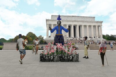Part of Beyond Granite: Pulling Together, vanessa german’s installation “Of Thee We Sing” is located on the Lincoln Memorial Plaza.