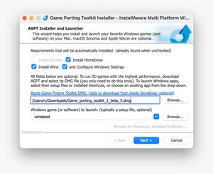 InstallAware Open Sources Apple Game Porting Toolkit Installer, Providing a One-Click Solution for Users to Run PC Software on Macs.