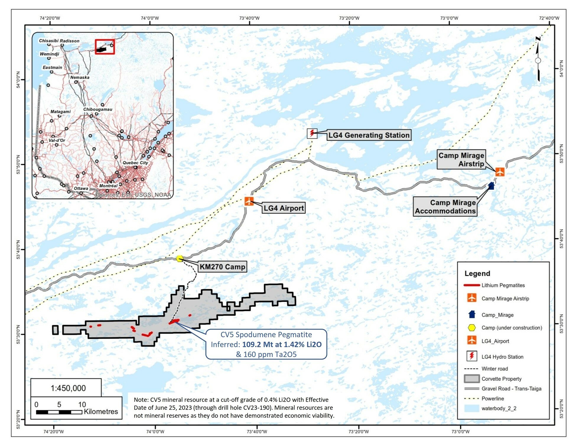 Figure 2: Corvette Property and regional infrastructure (CNW Group/Patriot Battery Metals Inc)