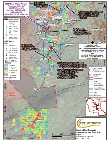 COCO NR23-08 Figure 1 (CNW Group/Coast Copper Corp.) COCO NR23-08 Figure 1 (CNW Group/Coast Copper Corp.)