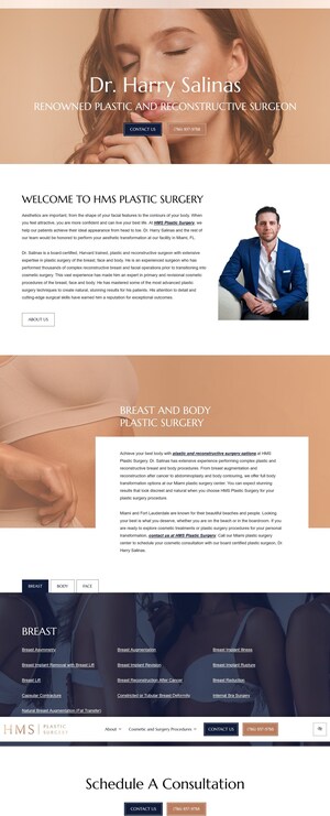 Renowned Miami Breast Augmentation Specialist Dr. Harry Salinas Announces the Launch of his New Practice Website
