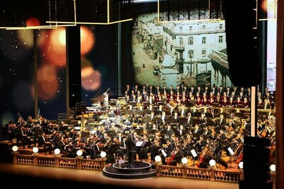 Foto tirada em 6 de agosto de 2023, mostrando a cerimônia de inauguração do 36º Festival de Música de Verão de Harbin (China), realizada no Grande Teatro de Harbin. (Xinhua/Shi Feng) (PRNewsfoto/Xinhua Silk Road)