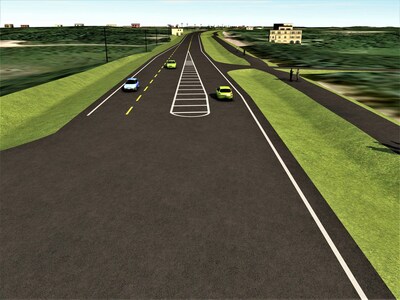 A rendering of the upgraded road and new pedestrian trail. (CNW Group/Canada Infrastructure Bank)