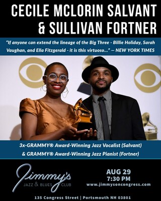3x-GRAMMY Award-Winning Jazz Singer CECILE MCLORIN SALVANT and GRAMMY Award-Winning Pianist SULLIVAN FORTNER perform at Jimmy's Jazz & Blues Club on Tuesday August 29 at 7:30 P.M. Tickets available on Ticketsmaster.com and www.jimmysoncongress.com.