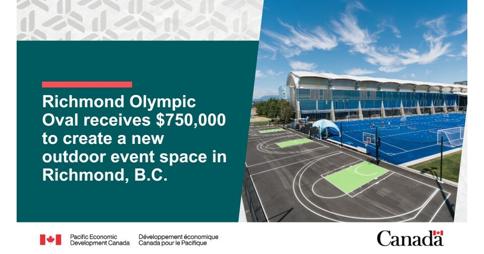 Richmond Olympic Oval receives $750,000 to create a new outdoor event space in Richmond, B.C.