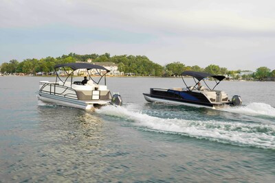 Polaris Marine tests 150-hp outboard electric motor from Forza X1 on Bennington and Godfrey pontoon models.