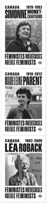 Stamps honouring three Quebec feminists (CNW Group/Canada Post)