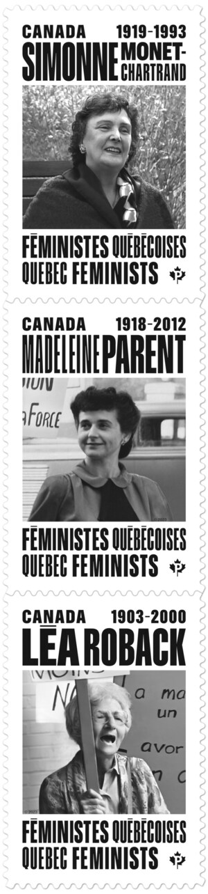 De nouveaux timbres rendent hommage à l'héritage et à l'influence durable de trois féministes québécoises