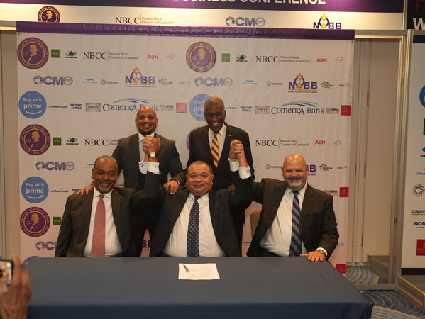 Founder & CEO Joe Cecala with Charles DeBow, President of the National Black Chamber of Commerce, Dwain Kyles, Managing Member of DX Capital Partners, Mayor Johnny Ford, President of the World Conference of Mayors, and Dr. Kenneth Harris, President of the National Business League