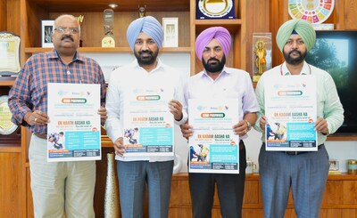 Chandigarh University Chancellor & CWT founder, Satnam Singh Sandhu with Chandigarh Rotary Club officials launching the registration portal of Sewa Pakhwada in Chandigarh.