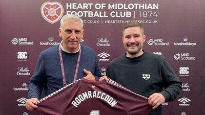 Graeme Pacitti, Head of Hospitality & Catering Operations at Heart of Midlothian and Ed Kerr, Market Head of RoomRaccoon UK and Ireland.
