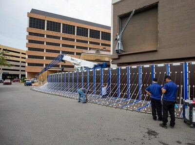 Hurricane Idalia brought heavy rains, strong winds and storm surge to the Tampa Bay region, resulting in flooding in low lying areas. However, the patients, physicians and team members at Tampa General Hospital (TGH) remain safe, with power on, ongoing patient care and plenty of supplies. Shown here, the AquaFence, a water-impermeable barrier that can withstand storm surge up to 15 feet above sea level, prevented the storm surge from flooding the TGH main campus.