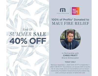 TravisMathew and Chris Pratt Team Up for Maui Relief Efforts in