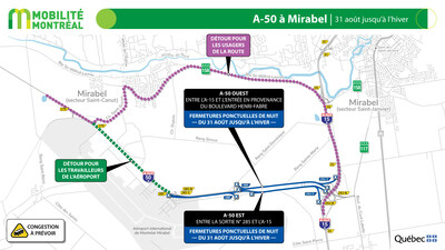 A-50 à Mirabel, 31 août jusqu’à l’hiver (Groupe CNW/Ministère des Transports et de la Mobilité durable)