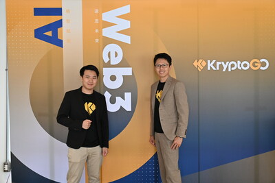KryptoGO Founder & CEO Kordon and CTO Harry Launched KryptoGO Studio at the press conference. (PRNewsfoto/KryptoGO)