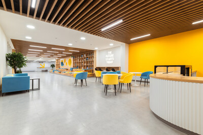 Interior design of the new school in Kosshy - cafeteria | Photo credit: The Bulat Utemuratov Foundation