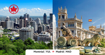 Air Canada a annonc aujourd'hui l'ajout d'une nouvelle liaison assure toute l'anne entre Montral et Madrid  compter de mai prochain, dans le cadre de l'enrichissement de son offre de vols internationaux pour l't 2024. (Groupe CNW/Air Canada)