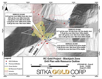 Figure 1: Plan map of drill hole locations at the Blackjack Zone (CNW Group/Sitka Gold Corp.)