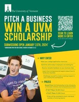 THE UNIVERSITY OF VERMONT TO OFFER FULL TUITION SCHOLARSHIPS IN NEW PITCH CHALLENGE FOR HIGH SCHOOL STUDENTS