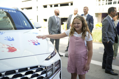 Hyundai Hope On Wheels National Youth Ambassador Raynie at the Handprint Ceremony at Primary Children’s Hospital in Salt Lake City, Utah on Wednesday, August 9, 2023. (Photo/Hyundai)