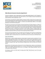 NGEx Minerals Announces Executive Appointment