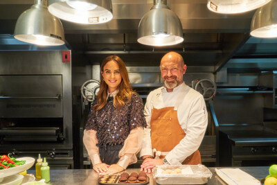 Caitlyn Chase and Chef Steve Benjamin, Culinary Director at the new Espelette at the Waldorf Astoria Beverly Hills
