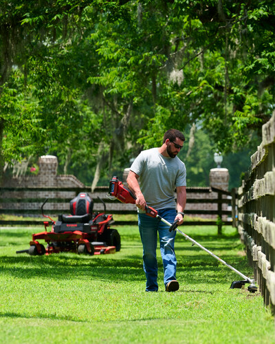 Toro’s full line-up of all-season outdoor power equipment to be available at Lowe’s nationwide in spring 2024. 
Pictured: 
Toro 60 in. TITAN® Zero Turn Mower and Toro 60V 14 in. /16 in.  Attachment Capable String Trimmer with 2.5Ah Battery. 
Photo Source: The Toro Company