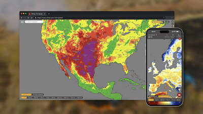 Fire Danger layer displayed on Windy.com