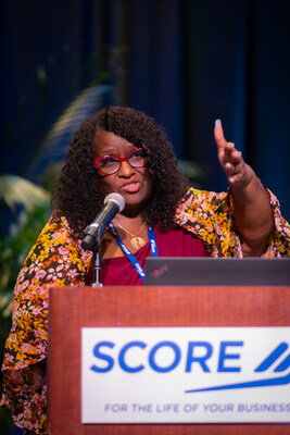 SCORE mentor Kat Shepherd speaks at SCORE’s 2023 National Leadership Conference.