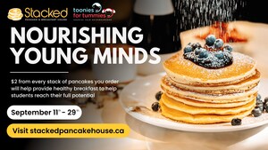 STACKED PANCAKE AND BREAKFAST HOUSE RALLIES TO FILL HUNGRY TUMMIES HEADING BACK TO SCHOOL. $2 FROM EVERY STACK OF PANCAKES ORDERED BETWEEN SEPTEMBER 11TH - 29TH TO BENEFIT TOONIES FOR TUMMIES