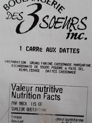 Carr aux dattes (Groupe CNW/Ministre de l'Agriculture, des Pcheries et de l'Alimentation)